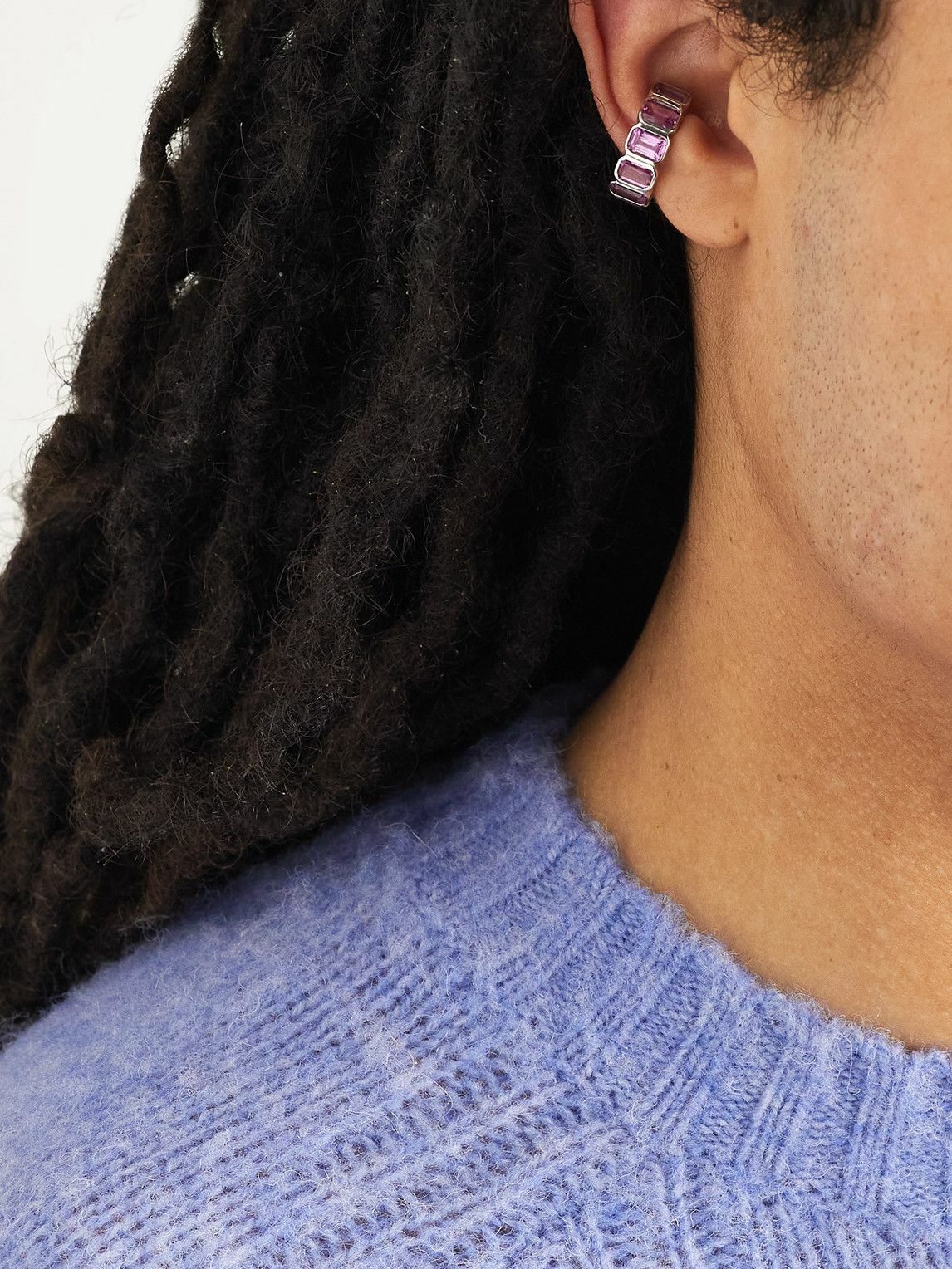 42 Suns - 14-Karat White Gold Pink Sapphire Ear Cuff