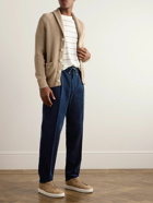 Brunello Cucinelli - Straight-Leg Pleated Cotton-Corduroy Drawstring Trousers - Blue