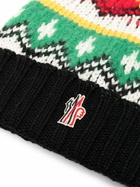 Moncler Grenoble Red Geometric-Intarsia Wool Beanie