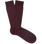 Pantherella - Purcell Merino Wool-Blend Jacquard Socks - Burgundy