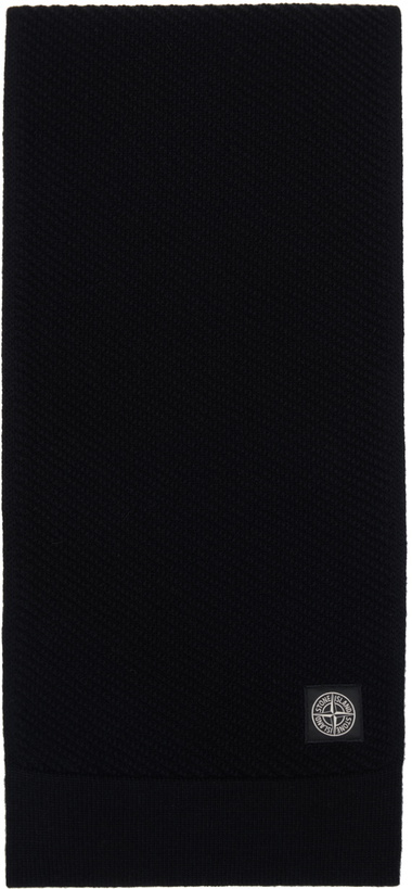 Photo: Stone Island Black Knitted Badge Scarf