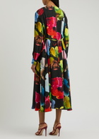 Stine Goya Floral-print Wrap-effect Matte Satin Midi Dress Multicoloured 1
