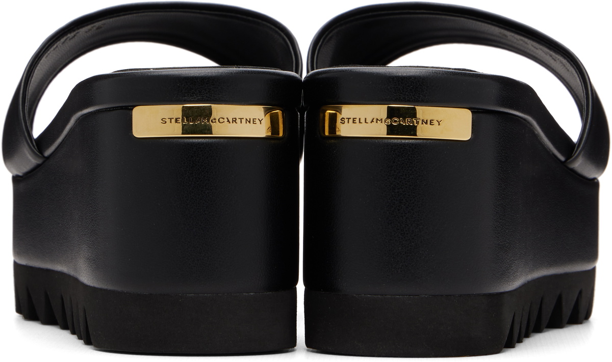 Stella McCartney Black Sneak-Elyse Wedge Slide Sandals