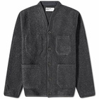 Universal Works Men's Wool Fleece Cardigan in Charcoal