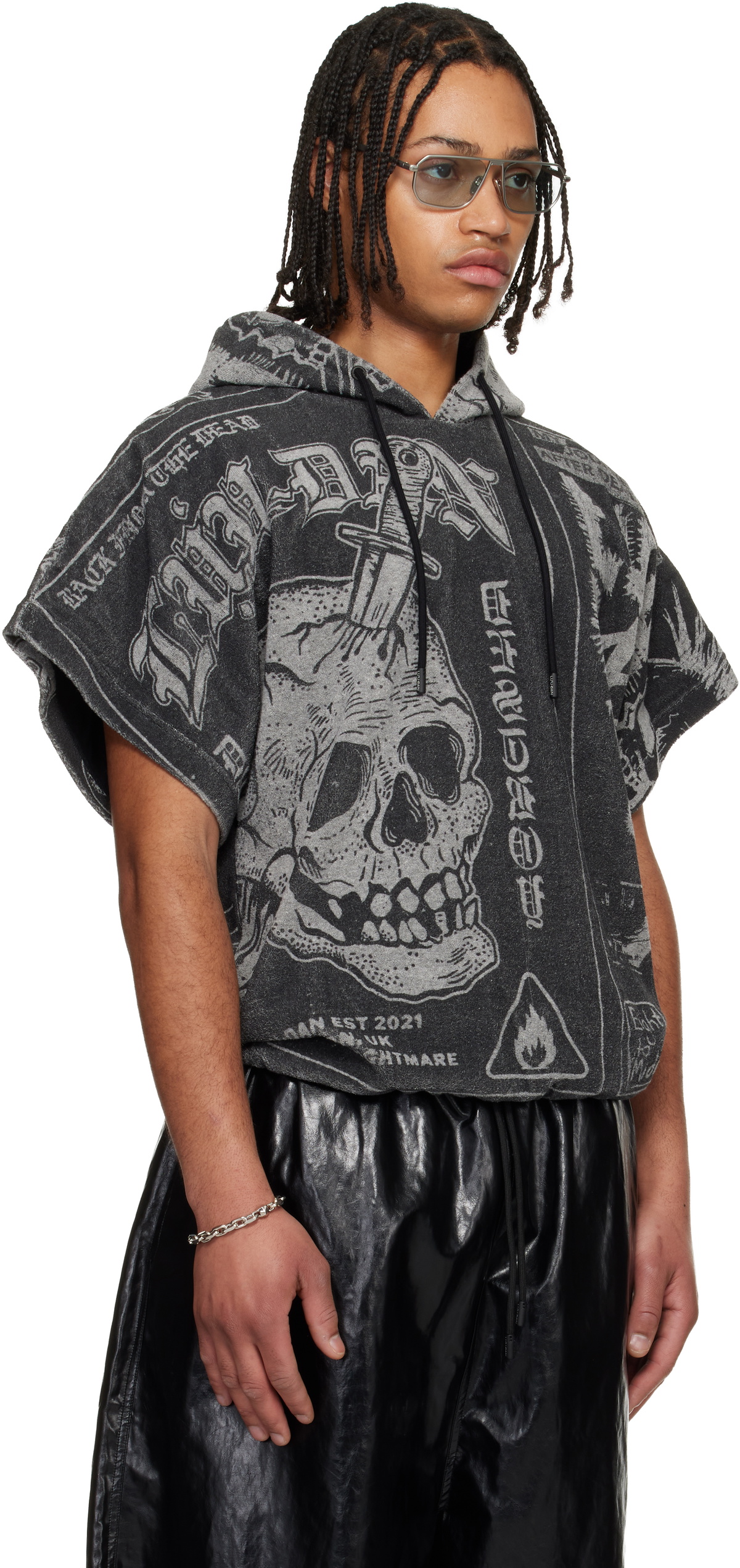 LU'U DAN Gray Half Hoodie