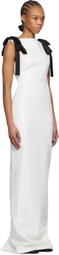 Mônot White Bows Sequins Maxi Dress