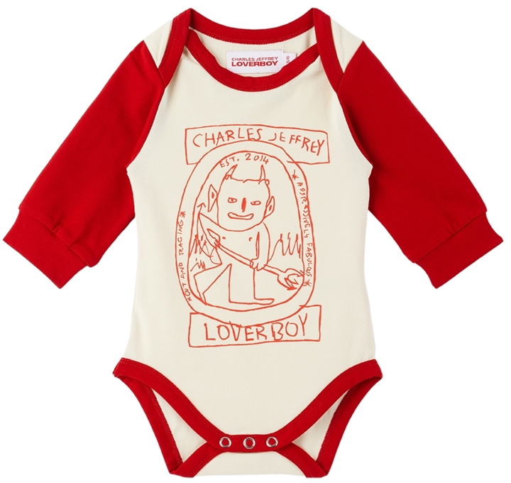 Photo: Charles Jeffrey Loverboy SSENSE Exclusive Baby Red & Off-White Onesie