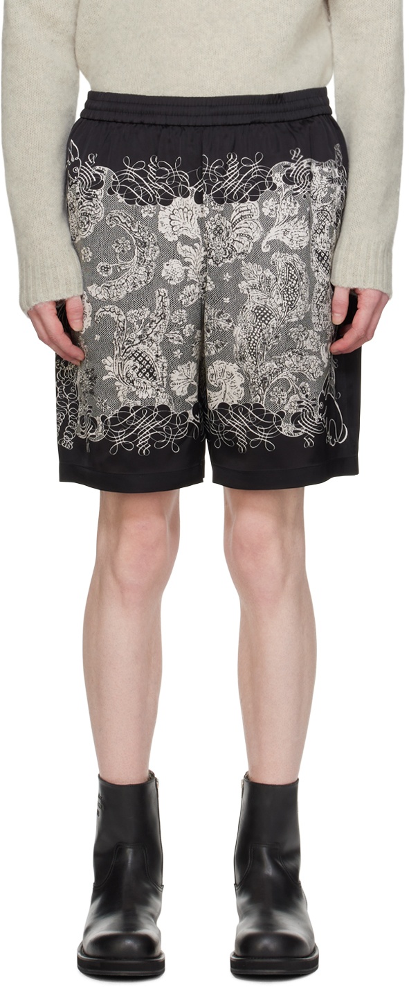 Photo: Acne Studios Black & Off-White Printed Shorts