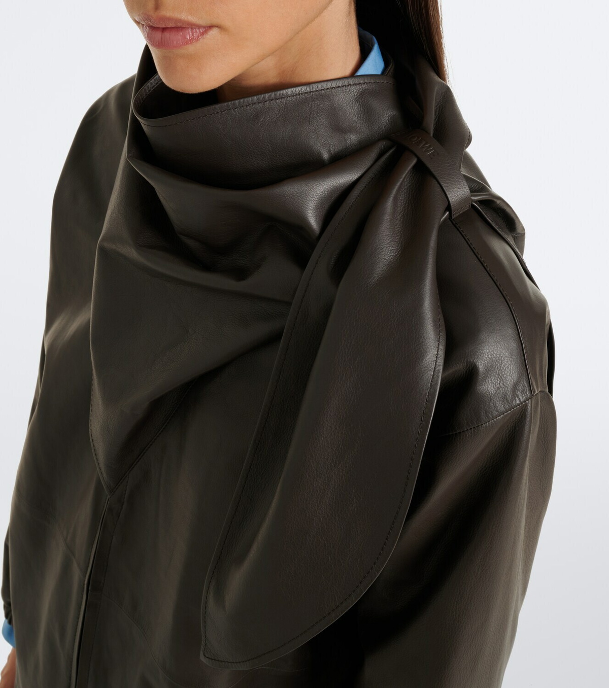 Loewe Scarf-detail leather jacket