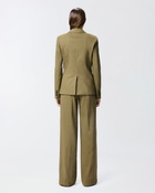 Pinko Single Breasted Stretch Linen Blazer Military Olive Green