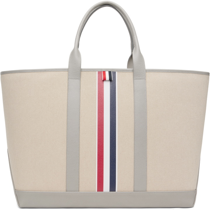 Photo: Thom Browne Beige RWB Stripe Medium Tool Tote