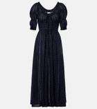 Dôen Ischia gathered polka-dot cotton midi dress
