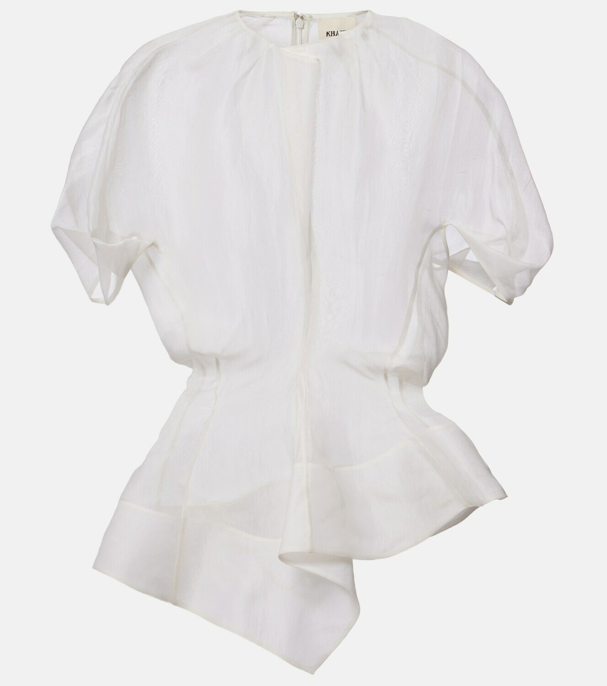 Khaite Rumi sheer peplum silk top