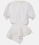 Khaite Rumi sheer peplum silk top