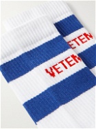 VETEMENTS - Logo-Jacquard Striped Cotton-Blend Socks - White