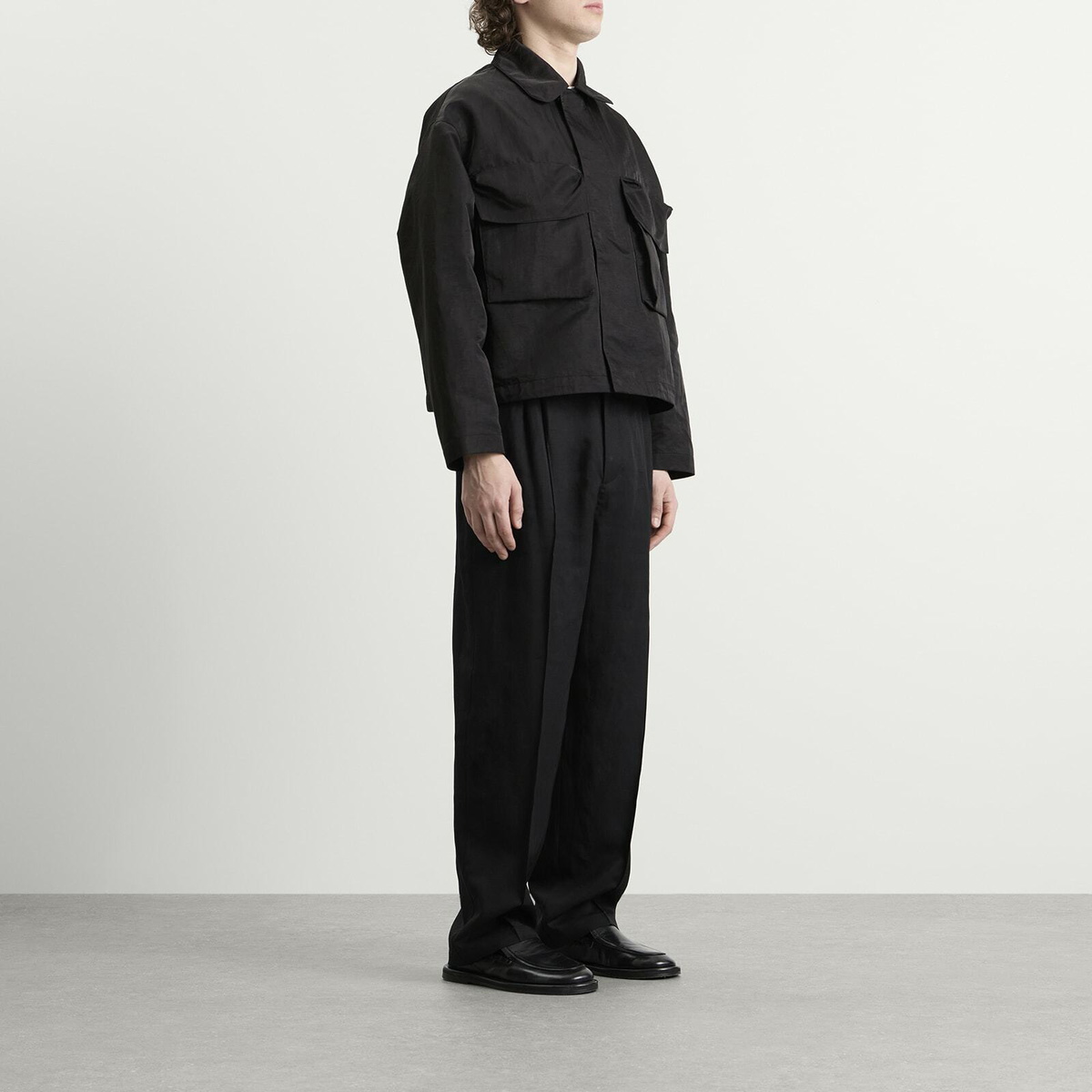 MKI Men's Silky Nylon Pilot Jacket in Black