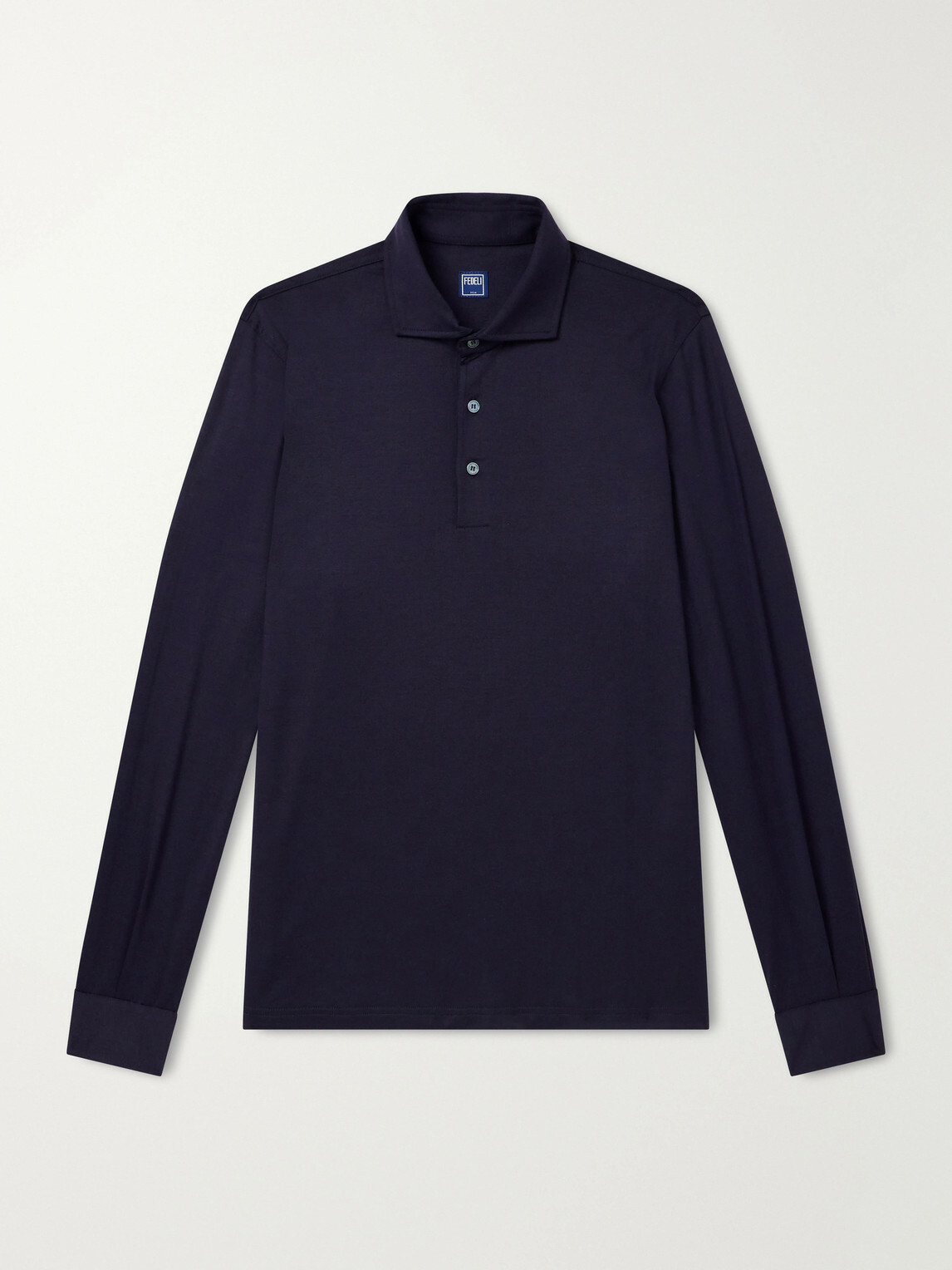 FEDELI - Helium Wool-Jersey Polo Shirt - Blue