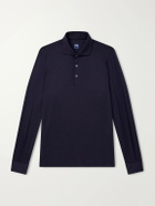 FEDELI - Helium Wool-Jersey Polo Shirt - Blue