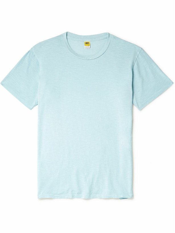 Photo: Velva Sheen - Slim-Fit Rolled Slub Cotton-Jersey T-Shirt - Blue