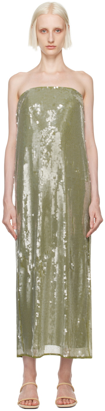 slim fit dress slacks Staud Green Dress