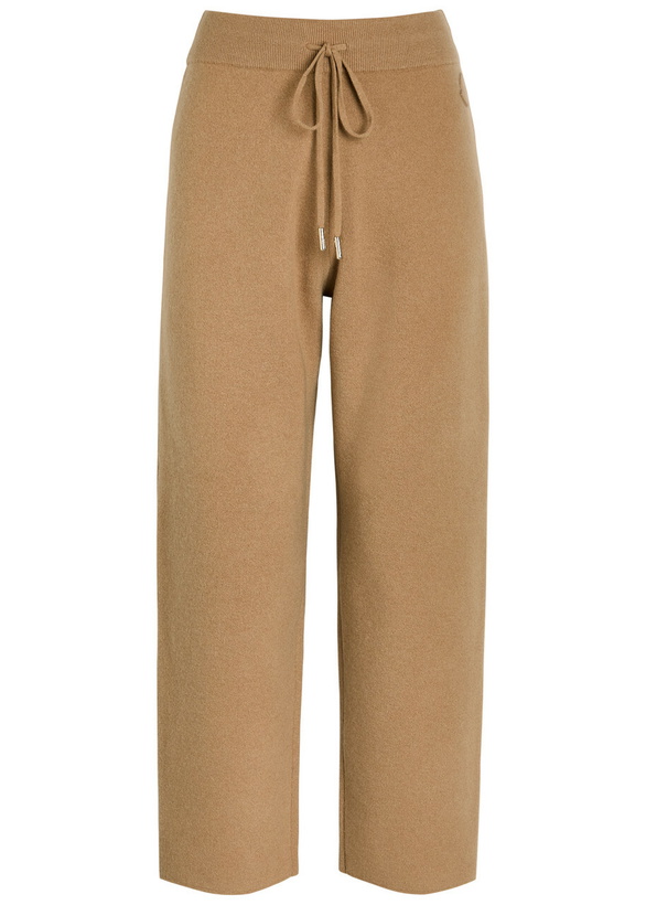 Photo: Moncler Logo-appliquéd Wool and Cashmere-blend Sweatpants Beige