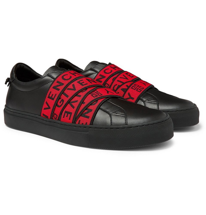 Photo: Givenchy - Urban Street Logo Webbing-Trimmed Leather Slip-On Sneakers - Black