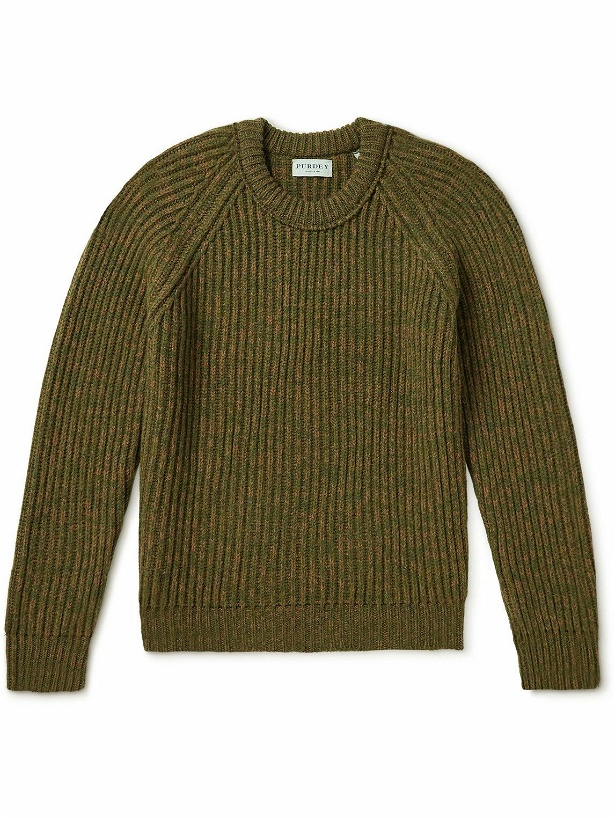Photo: Purdey - Comfort Ribbed Wool Sweater - Green