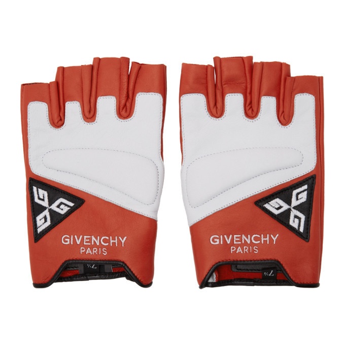 Photo: Givenchy Red and White Mezzi Moto Gloves