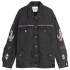 Isabel Marant Étoile Women's Manona Embroidered Denim Jacket in Dark Grey