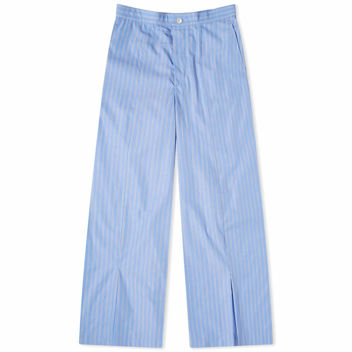 TOGA Women's Stripe Cotton Wide Leg Trousers in Light Blue TOGA Women's Stripe Cotton Wide Leg Trousers in Light Blue