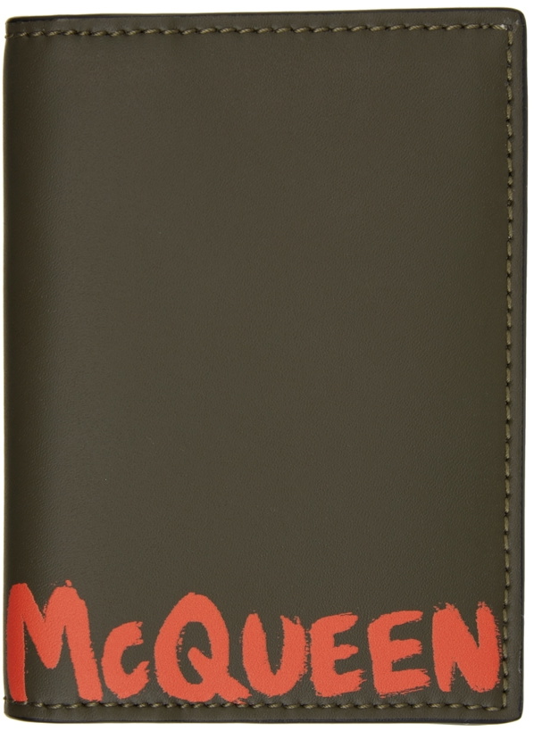 Photo: Alexander McQueen Khaki & Orange Graffiti Bifold Card Holder