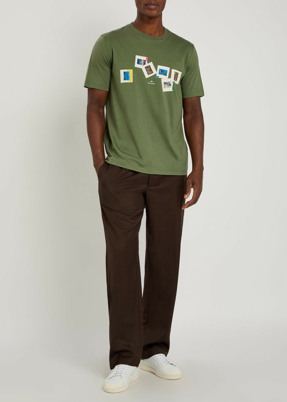 PS Paul Smith Slides Printed Cotton T-shirt Green