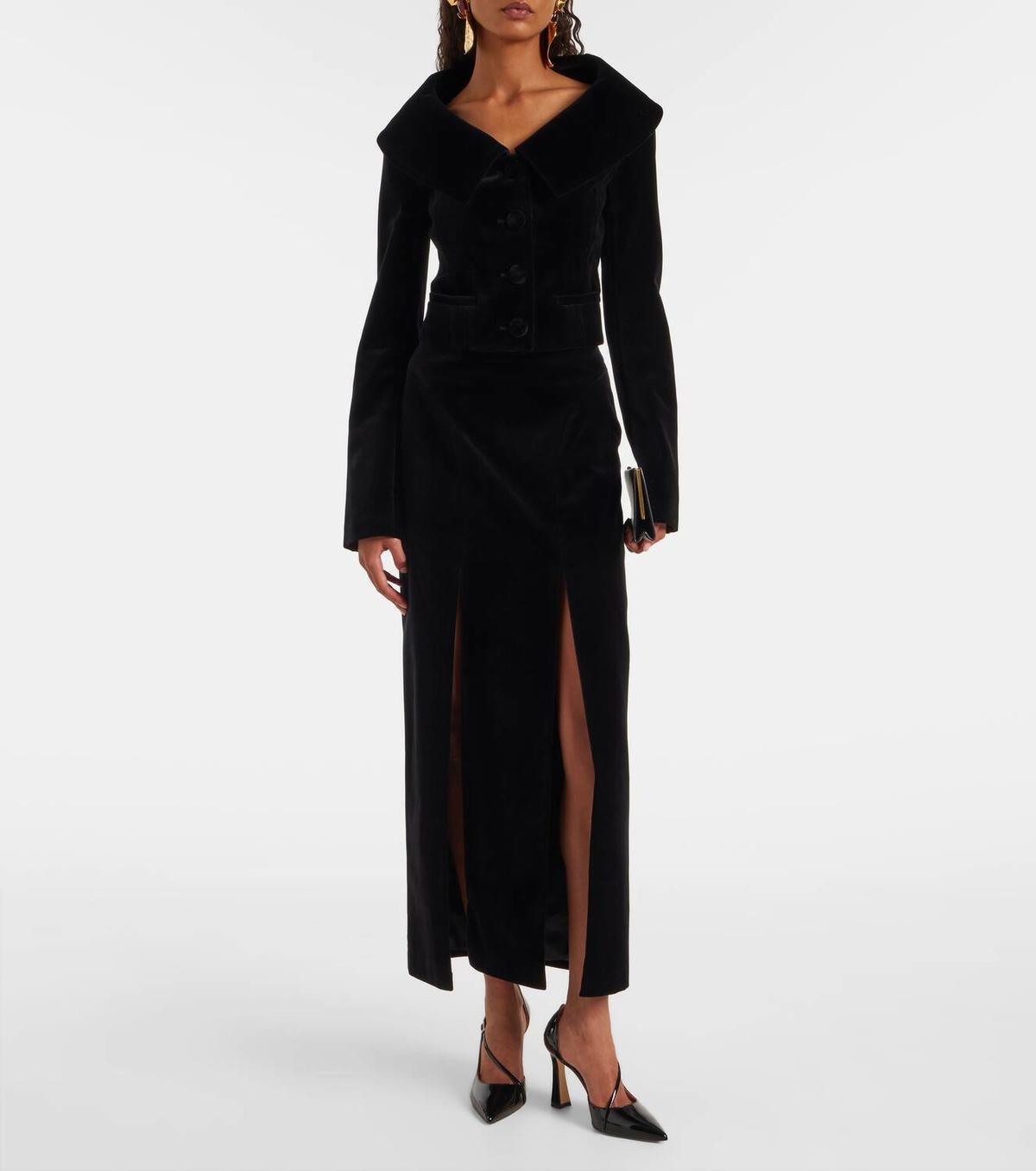 Nina Ricci Cropped cotton velvet jacket