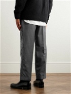 mfpen - Formal Straight-Leg Pleated Pinstriped Wool Suit Trousers - Gray