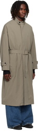 YOKE Beige Stand Collar Over Coat