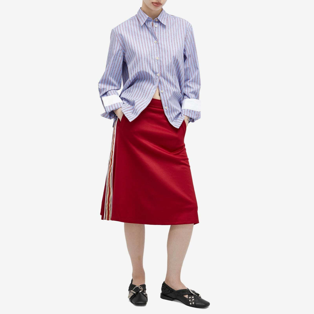 Wales Bonner Women's Shine Jersey Skirt in Burgundy Wales Bonner