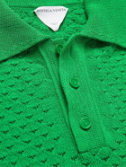 Bottega Veneta - Polo Open-Knit Cotton-Blend Polo Shirt - Green