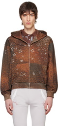 Praying Brown Leopard Rhinstone Hoodie