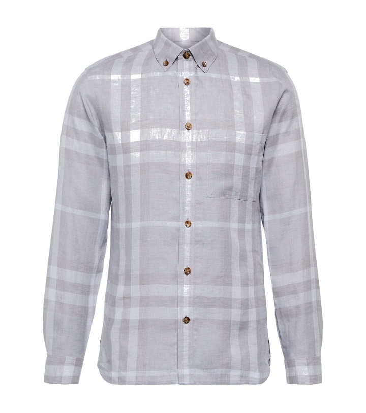 Photo: Burberry - Checked linen shirt