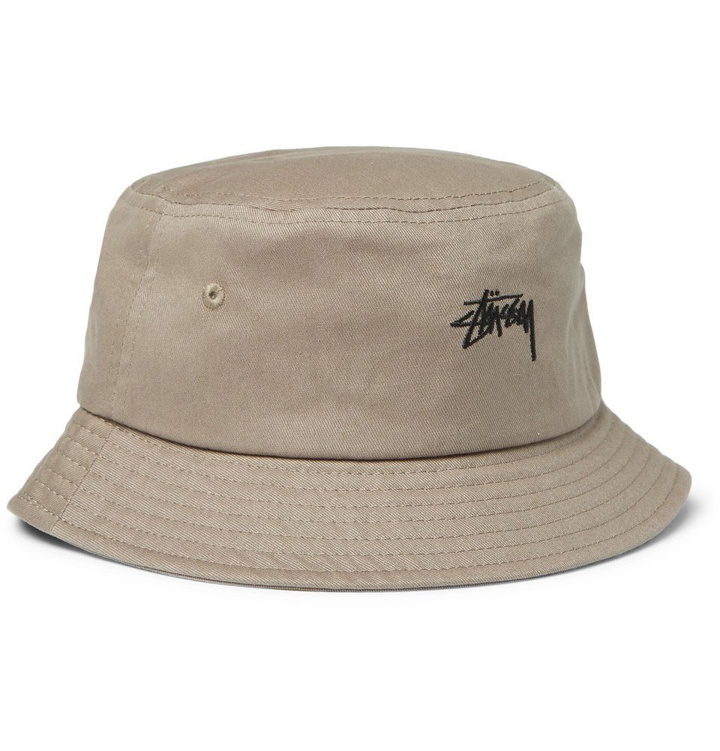 Photo: Stüssy - Logo-Embroidered Cotton-Canvas Bucket Hat - Taupe