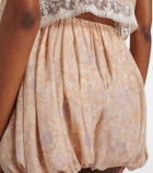 Chloé Floral pleated silk charmeuse shorts