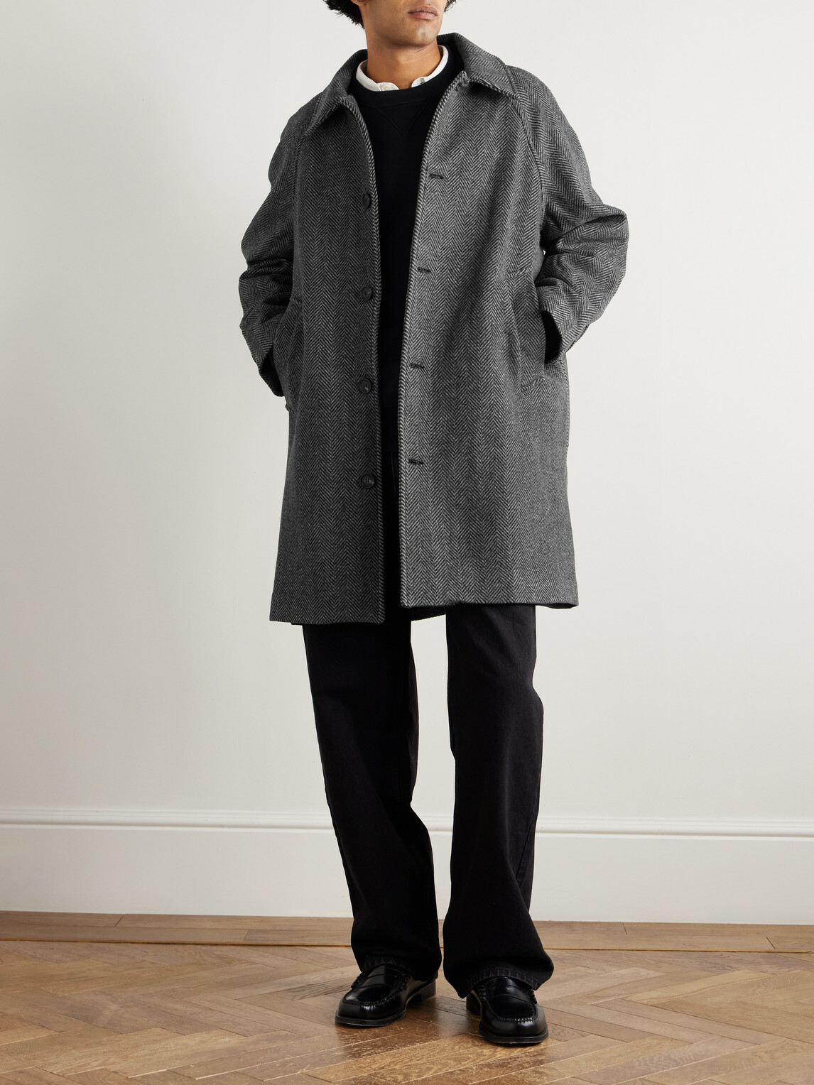 Corridor - Herringbone Wool Coat - Gray