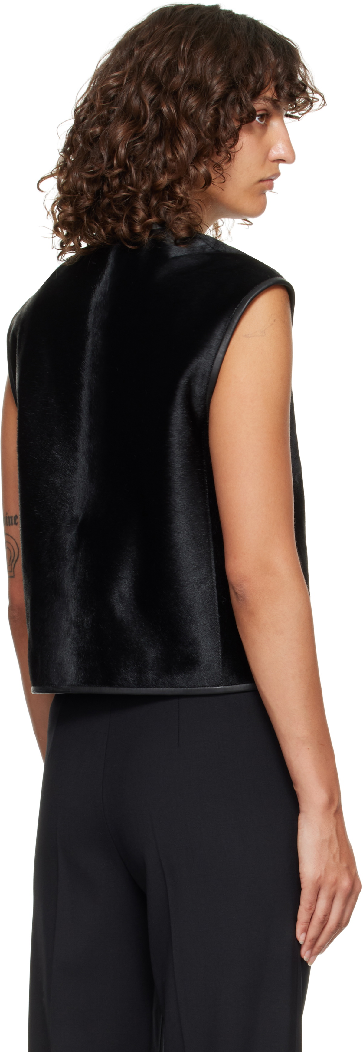 Loulou de Saison Black Ampas Pony-Effect Leather Vest