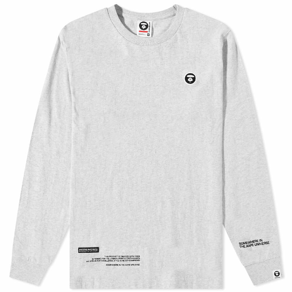 AAPE Men's Long Sleeve Now T-Shirt in Grey AAPE by A Bathing Ape