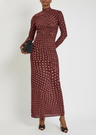 Stella Mccartney Polka dot Mesh Maxi Dress Burgundy