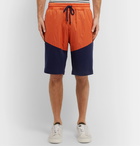 Brunello Cucinelli - Colour-Block Nylon and Mélange Cotton-Blend Jersey Drawstring Shorts - Orange