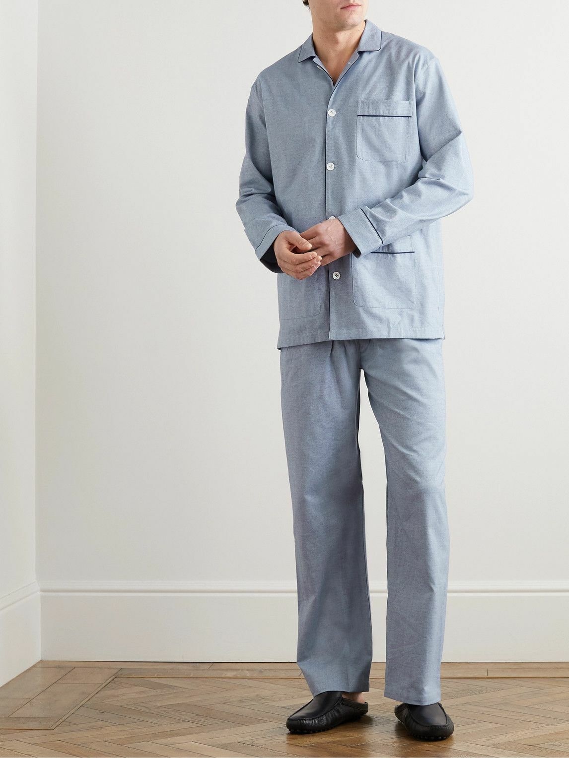 Kingsman - Herringbone Brushed Cotton Pyjama Set - Blue Kingsman