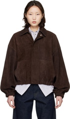 Cordera Brown Paneled Suede Bomber Jacket