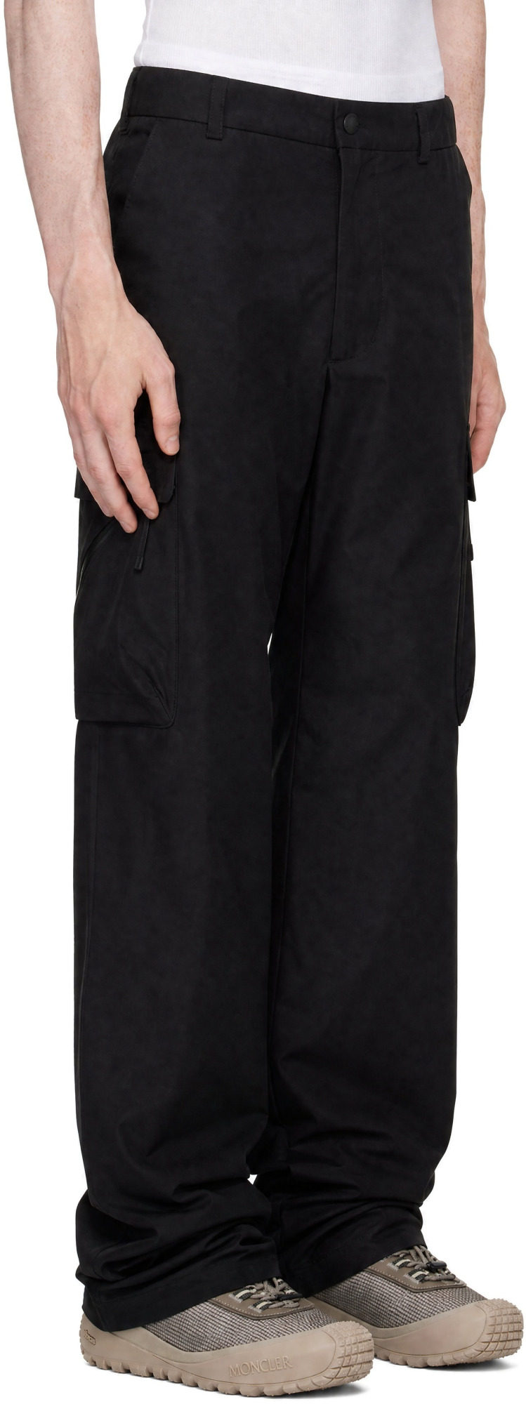 Moncler Black Logo Zip Cargo Pants