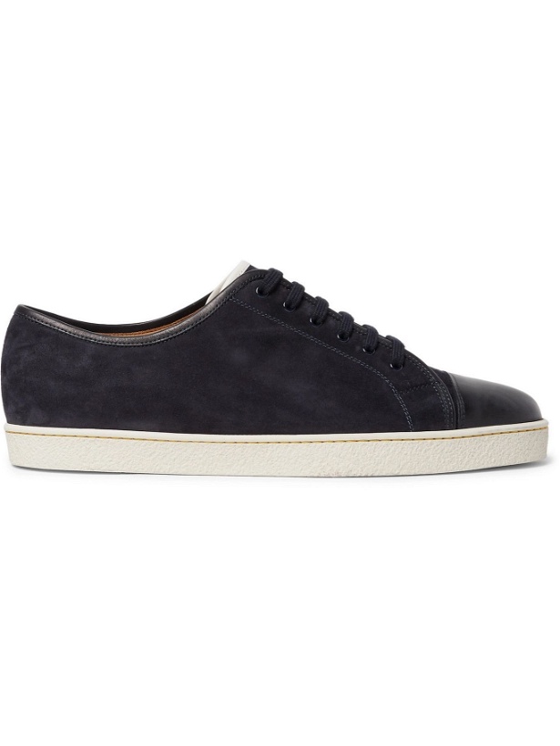 Photo: John Lobb - Levah Cap-Toe Suede and Leather Sneakers - Blue